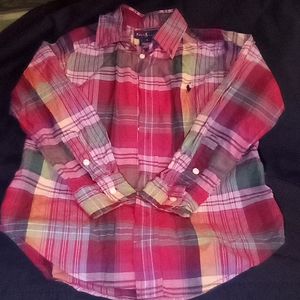 Boys Ralph Lauren Long Sleeve Button Down Shirt Size 5 Checkered